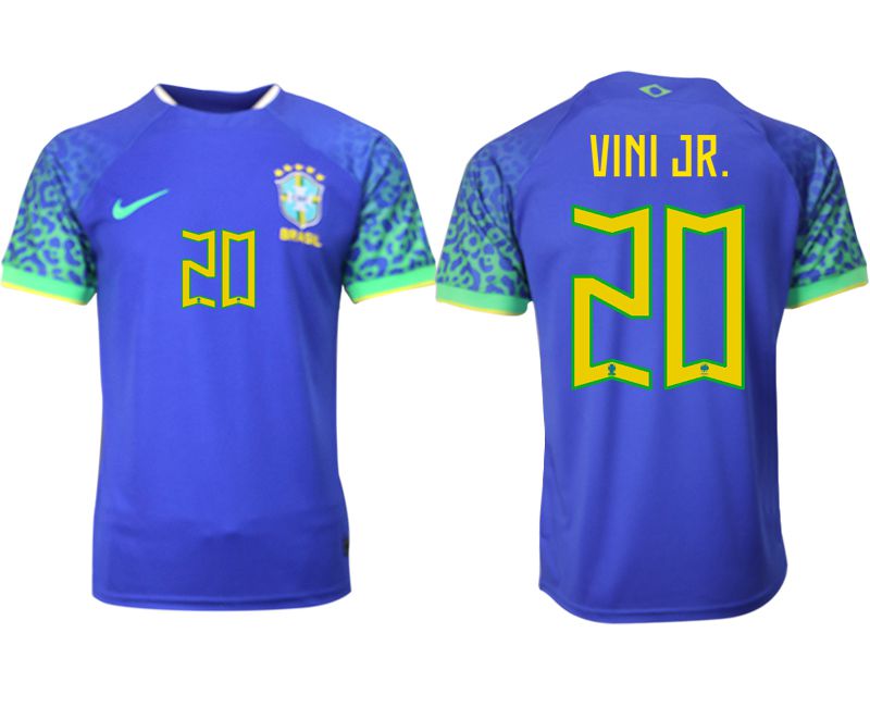 Men 2022 World Cup National Team Brazil away aaa version blue 20 Soccer Jersey